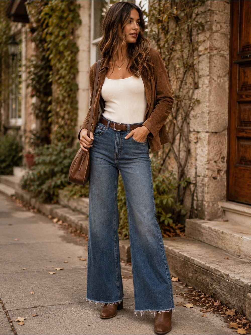 Pull&Bear High Rise Wide Leg Jeans Size 2 Raw Hem Medium Wash Denim
